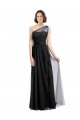 Discount Ruched Long Soft Tulle Bridesmaid Dress with Sheer Netting Shoulder Strap