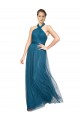 Discount High Neck Halter Pleated A-Line Tulle Bridesmaid Dress
