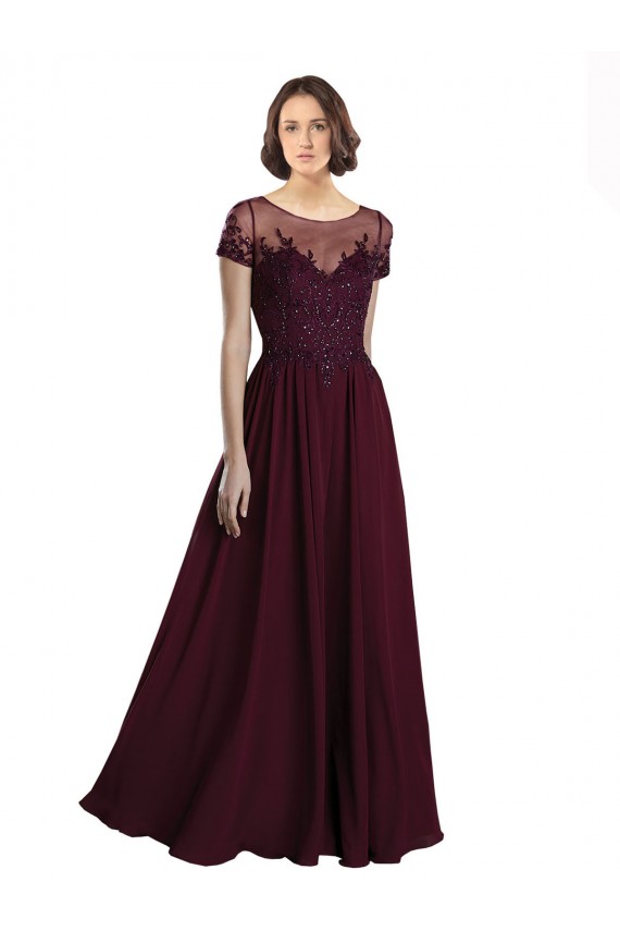 Discount Full Length Beaded and Embroidered Tulle Bodice Long Chiffon Bridesmaid Dress