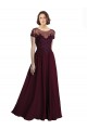 Discount Full Length Beaded and Embroidered Tulle Bodice Long Chiffon Bridesmaid Dress