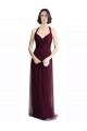 Discount Long Tulle Bridesmaid Dress with Criss-Cross Bodice and Self Straps