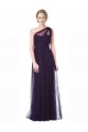 Discount One Shoulder Long Tulle Bridesmaid Gown with Sheer Netting Strap