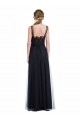 Discount Full Length Tulle Bridesmaid Dress with Lace Bodice and Soft Tulle Illusion Top