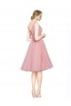 Discount Short Knee Length Wide Strap Plunge Cross Over Neckline Tulle Cocktail Bridesmaid Dress