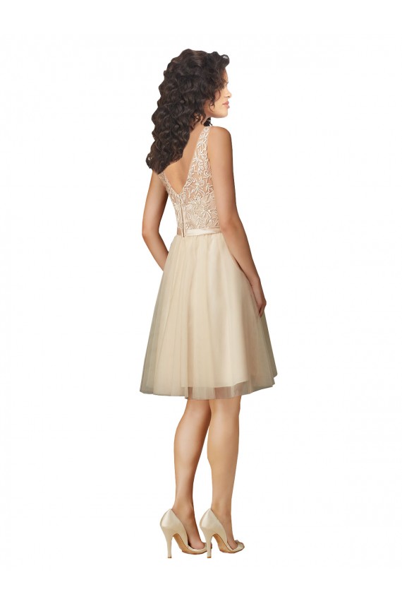 Discount Tulle Bridesmaid Dress with Embroidery and Beading