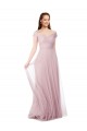 Discount Off the Shoulder Long A-Line Tulle Bridesmaid Dress