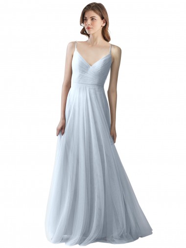 Discount Wrapped Ruched Natural Waist Slim Soft Tulle Bridesmaid Dress