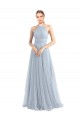 Discount Halter Neckline Slim A-Line Tulle Bridesmaid Dress