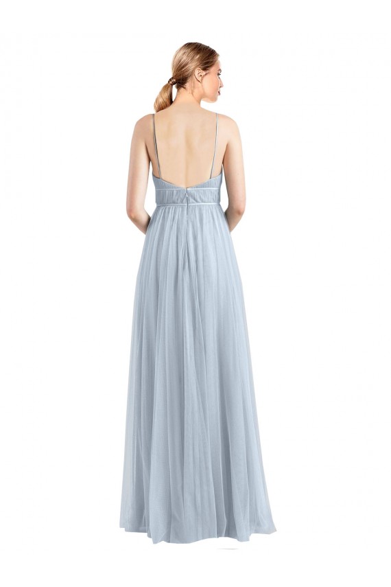 Discount Spaghetti Straps V-Neck Slim A-Line Tulle Bridesmaid Dress