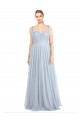 Discount Sweetheart Spaghetti Straps Long Tulle Bridesmaid Dress with Criss Cross Back