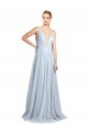 Discount Plunging Deep V-Neck Long Tulle Bridesmaid Dress with V-Back