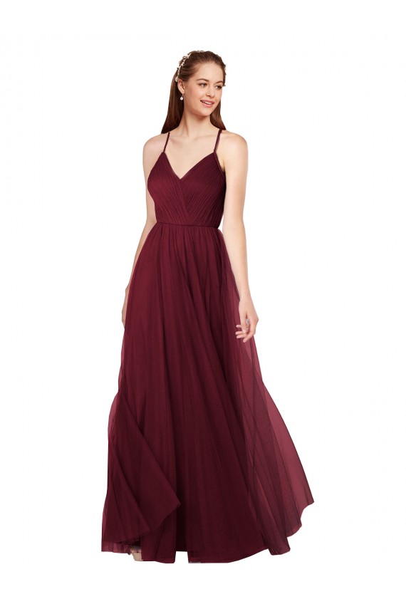 Discount Beach-inspired Sweetheart Tulle Long Bridesmaid Dress