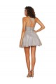 Discount Halter Neckline Criss Cross Back Short Cocktail Dress with Beaded Lace Bodice