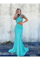 Discount Mermaid One Shoulder Sleeveless Long Sweep Train Velvet Sequin Prom Dress