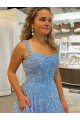 Discount A-Line Scoop Sleeveless Long Court Train Velvet Sequin Prom Dress