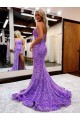 Discount A-Line Sweetheart Sleeveless Long Velvet Sequin Prom Dress with Slit