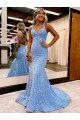 Discount Criss Cross Open Back V-Neck Sleeveless Long Velvet Sequin Prom Dress