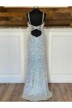 Discount V-Neck Sleeveless Long Sweep Train Velvet Sequin Prom Dress