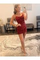 Discount Spaghetti Straps Criss Cross Back Sleeveless Short Velvet Sequin Prom Dress