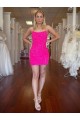 Discount Spaghetti Straps Open Back Sleeveless Short Velvet Sequin Prom Dress