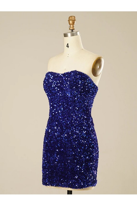 Discount Short Sweetheart Velvet Sequin Prom Dress