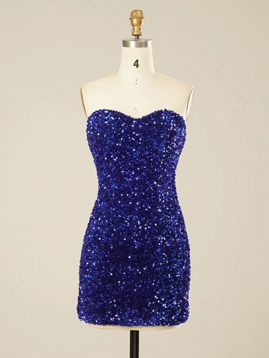 Discount Short Sweetheart Velvet Sequin Prom Dress
