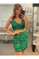 Discount V-Neck Sleeveless Short Velvet Sequin Prom Cocktail Dress