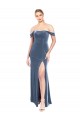 Discount Draped Sleeves Wide Scoop Neck Off the Shoulder Velvet Bridesmaid Dress / Prom Dress