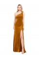Discount Sleek One Shoulder Long Formal Velvet Bridesmaid Dress / Prom Dress