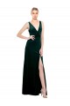 Discount Sleek V-Neck Long Formal Velvet Bridesmaid Dress / Prom Dress with Side Slit