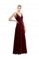Discount Faux Wrap V-Neck Sleek Long Formal Velvet Bridesmaid Dress / Prom Dress