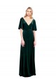 Discount Deep V-Neck Flutter Sleeves Long Velvet Wrap Bridesmaid Dress / Prom Dress