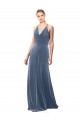 Discount Halter Cowl Neck Long A-Line Velvet Bridesmaid Dress / Prom Dress with Keyhole Back
