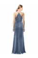 Discount Halter Cowl Neck Long A-Line Velvet Bridesmaid Dress / Prom Dress with Keyhole Back