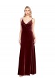 Discount Faux Surplice Neckline Slim A-Line Long Velvet Bridesmaid Dress / Prom Dress