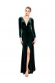 Discount Plunging V-Neckline Long Sleeves Open Back Velvet Bridesmaid Dress / Prom Dress