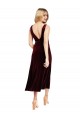 Discount Daring Plunging V-Neckline Short Midi Cocktail Length Velvet Bridesmaid Dress / Prom Dress