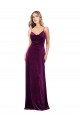 Discount Draped Neckline Spaghetti Straps Formal Velvet Bridesmaid Dress / Prom Dress