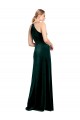 Discount Long Jewel Neck Full Length Velvet Bridesmaid Dress / Prom Dress with Side Slit