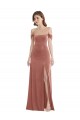 Discount Off the Shoulder Flounce Sleeve Velvet Maxi Bridesmaid Dress / Prom Dress with Pockets