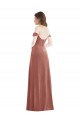 Discount Off the Shoulder Flounce Sleeve Velvet Maxi Bridesmaid Dress / Prom Dress with Pockets