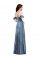 Discount Ruffle Sleeve Off the Shoulder Velvet Maxi Bridesmaid Dress / Prom Dress