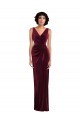 Discount Draped Skirt Faux Wrap Velvet Maxi Bridesmaid Dress / Prom Dress