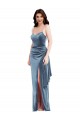 Discount Spaghetti Strap Formal Velvet Maxi Bridesmaid Dress / Prom Dress with Draped Skirt