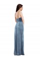 Discount Spaghetti Strap Formal Velvet Maxi Bridesmaid Dress / Prom Dress with Draped Skirt