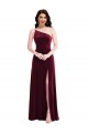 Discount One Shoulder Spaghetti Strap Velvet Maxi Bridesmaid Dress / Prom Dress with Pockets