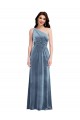 Discount One Shoulder Draped Velvet Maxi Bridesmaid Dress / Prom Dress