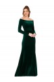 Discount Off the Shoulder Long Sleeves Formal Stretch Velvet Bridesmaid Dress / Prom Dress