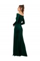 Discount Off the Shoulder Long Sleeves Formal Stretch Velvet Bridesmaid Dress / Prom Dress