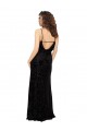 Discount V-Neck Cowl Back Floral Velvet Bridesmaid Dress with Front Slit and Deep V-Neck